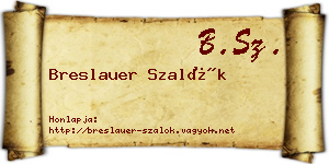 Breslauer Szalók névjegykártya